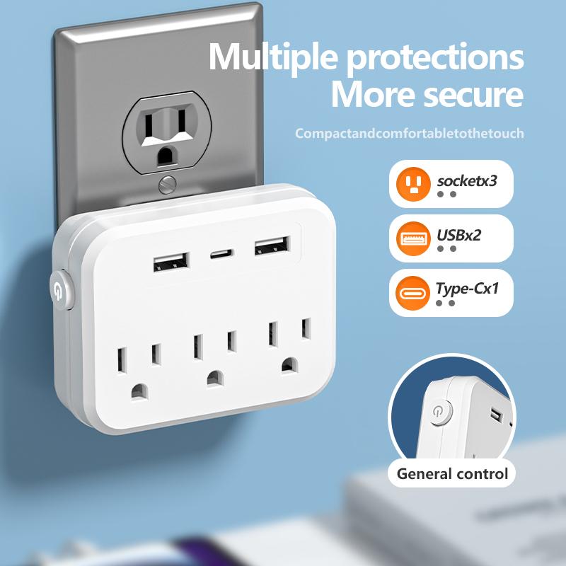 Розетка питания американского стандарта без удлинителя или порта USB Type-C, две спецификации, подходит для домашних офисов