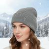 Acrylic Fibre Knitted Brimless Hat with Rhinestones Decors Winter Warm Skull Cap For Women Teens Girl Daily Outfit