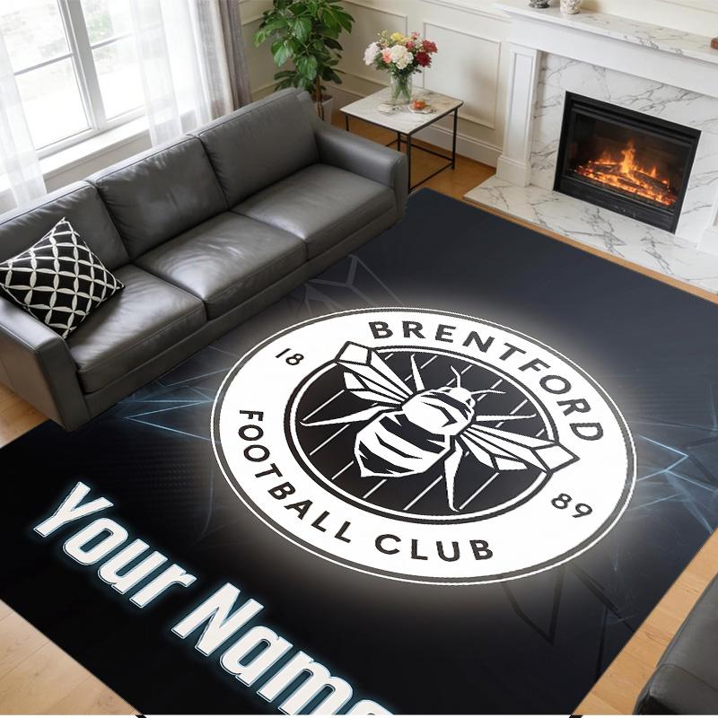 Crystal Velvet Rug Custom Name Text, Soft Non Slip Floor Mat Home DecorBrentford Football