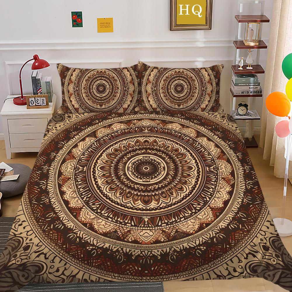 Mandala Printed Bedspreads Twin Size Microfiber Bedding Cover Cool Boy Fashion Duvet Cover Set Bedroom Decor