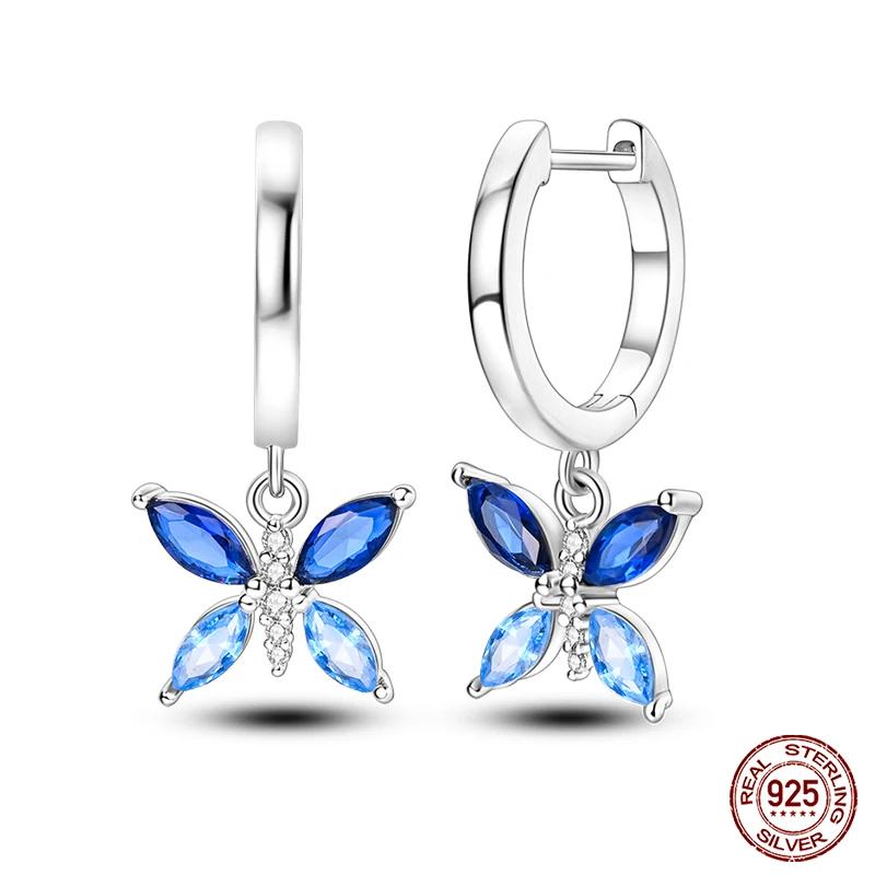 Серьги-гвоздики из натурального серебра S925 с перьями любви, оригинальные подвески-кольца для женщин и девочек, серьги-гвоздики, ювелирные изделия, подарки