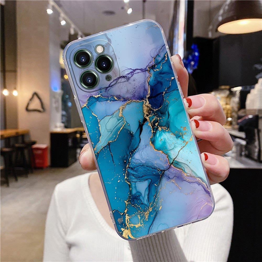 Прозрачный чехол с узором из переливающегося мрамора для iPhone 16 15 14 13 12 11 Pro Max Mini Xs XR X 7 8 Plus Чехол для iphone 16 Pro