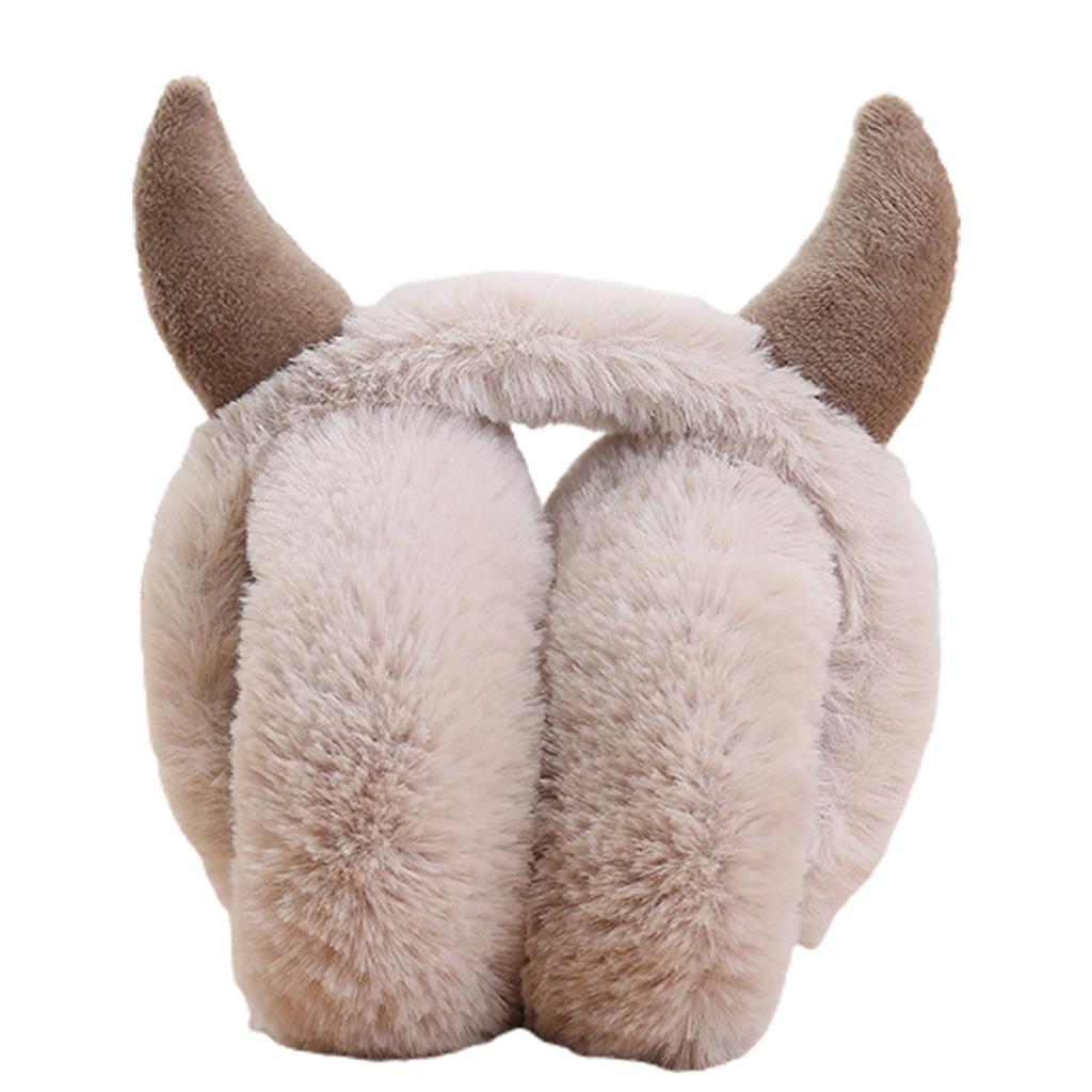 Ear Muffs for Womens Cute Lolipop Pattern Ear Muffs Winter Ear Warmers With Horns Faux Fur Adjustable Foldable