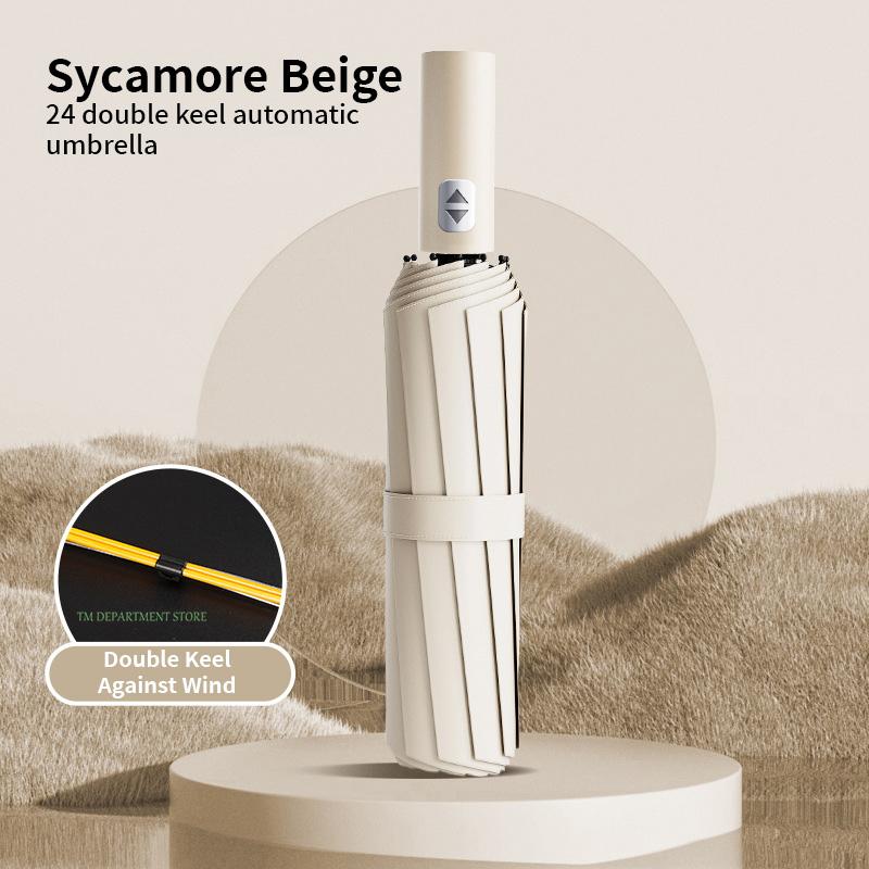 Ветрозащитный зонт с деревянной ручкой, полностью автоматический, большой, 3 складных, двойные ребра, защита от ультрафиолета, для путешествий, дождя, мужчин, женщин, подарок, 32 кости