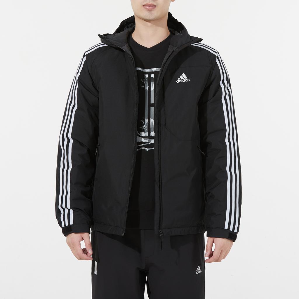 adidas 3st Пуховик с логотипом и полосками по бокам Мужская верхняя одежда Черный H23080