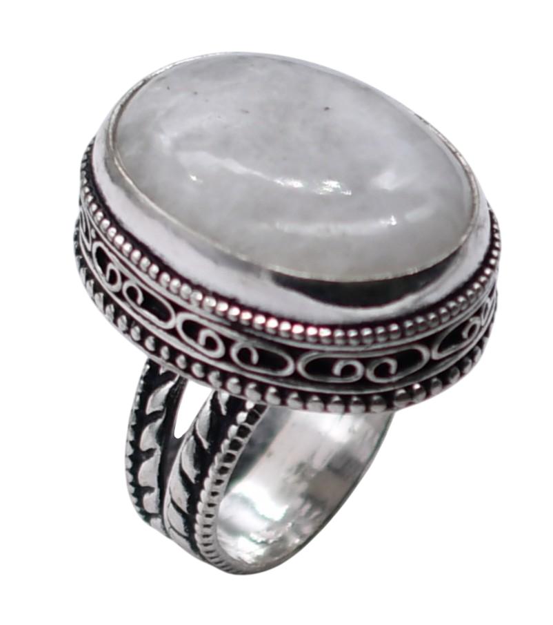Moonstone Natural Gemstone Ethnic Antique Design Ring US Size-6.5 R 4445