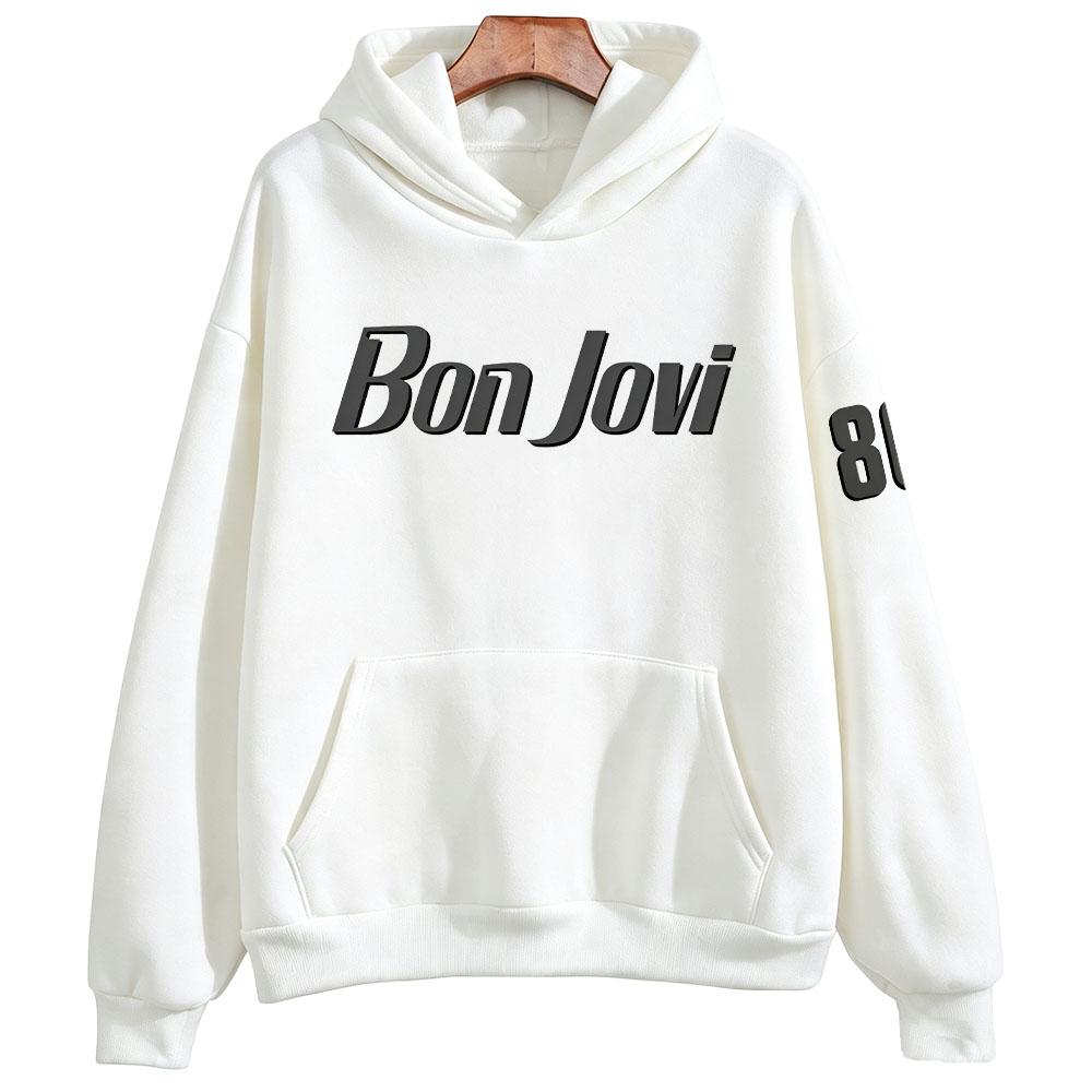 Толстовка Bon Jovi в тонких оттенках Рок Винтажный Принт с Буквами Мерч Свитшот с Капюшоном с Длинным Рукавом Оверсайз Пуловер Мода Уличного Стиля Худи