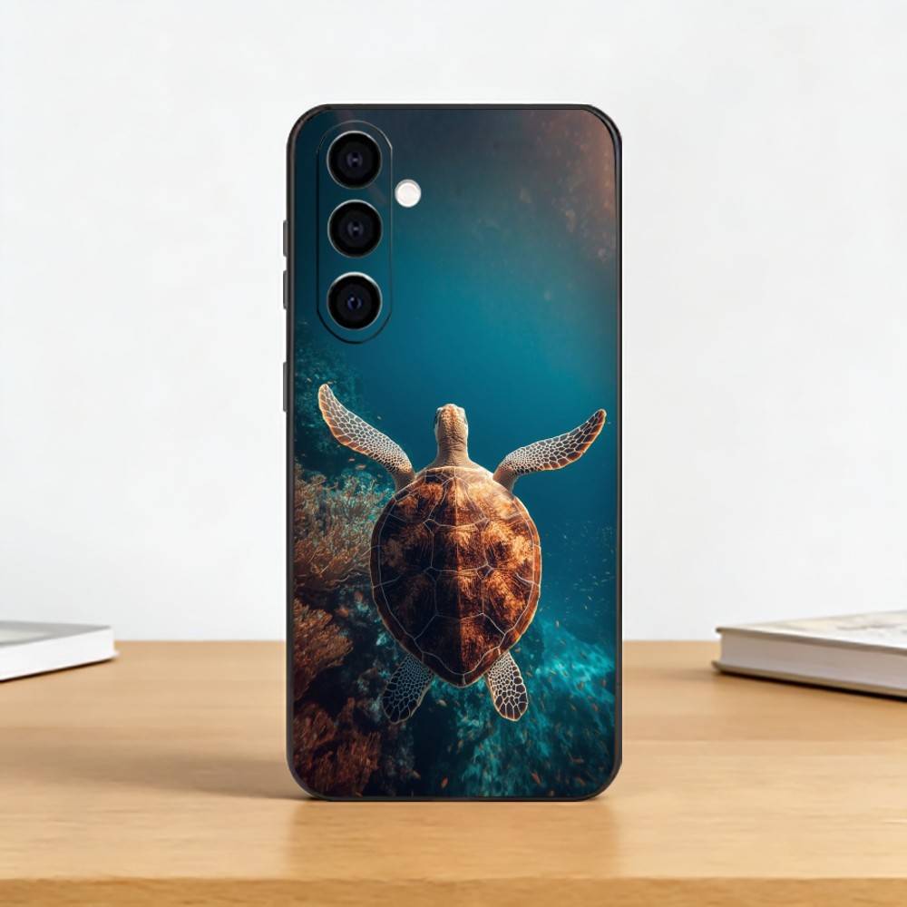 Милый маленький телефон-черепаха Чехол для Samsung Galaxy A73,A72,A71,A70,A53,A52,A51,Мягкий силиконовый черный чехол