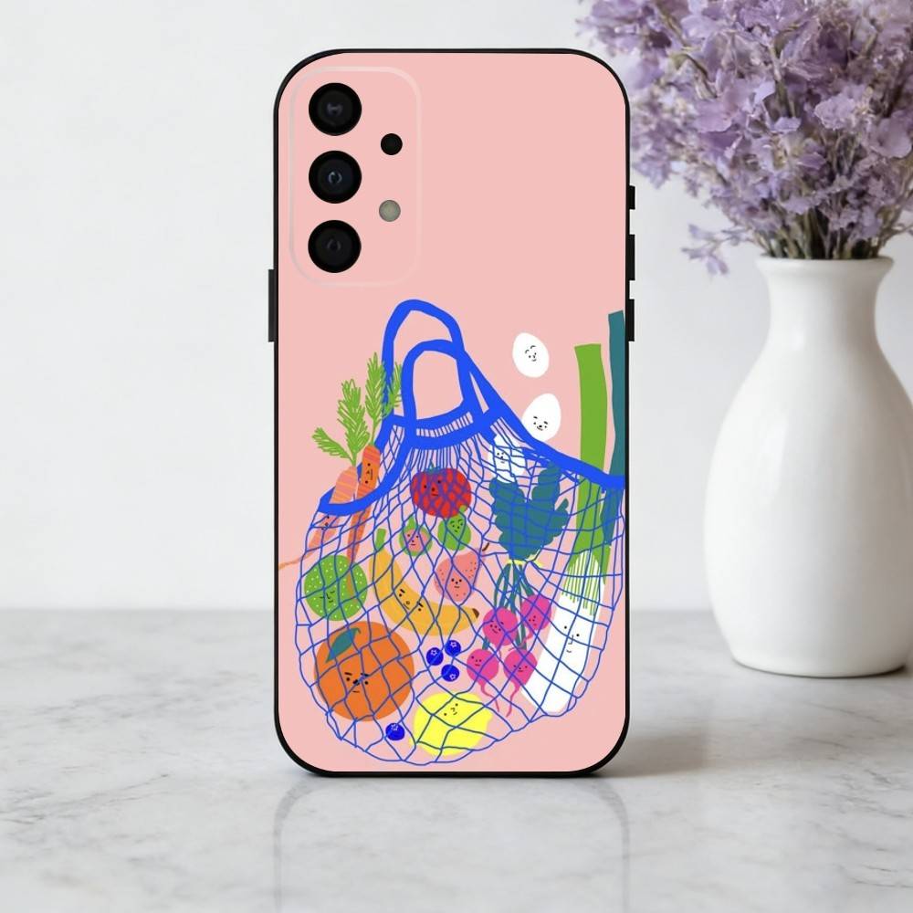 INS МИЛЫЙ Органический Овощной Чехол Для Телефона Для Samsung Galaxy A73,A72,A71,A70,A53,A52,A51,Мягкий Силиконовый Черный Чехол