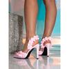 Новый Модный Дизайн Плиссированный Шелк Острый Носок Розовые Высокие Каблуки Свадебные Туфли для Выпускного Вечера Женские Слипоны Сандалии с Задним Ремнем Женские Туфли-Лодочки