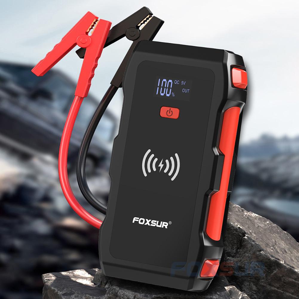 Автомобильное пусковое устройство 26800 мАч Портативное зарядное устройство для аккумулятора Беспроводная зарядка Безопасный молоток Пусковое устройство с ЖК-экраном для автомобиля