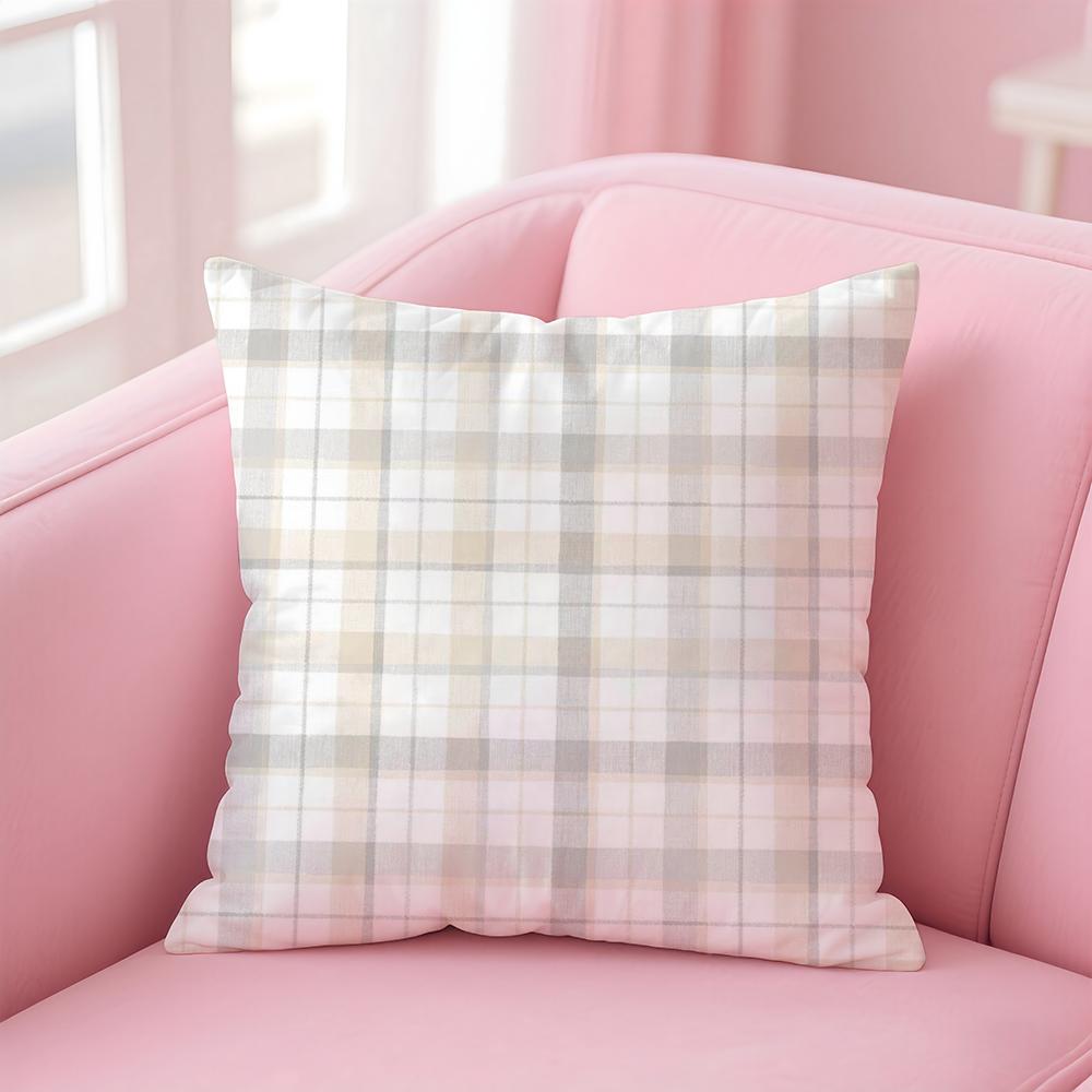 Checkered pattern Cushion Cover Comfortable Reversible Pillow Cover Ideal for Car Sofa Bedroom Beyond