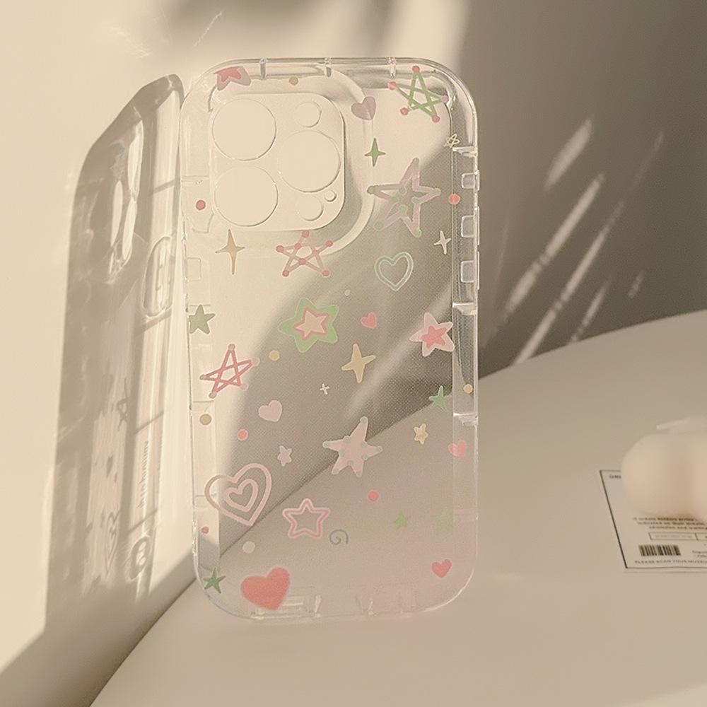 Ins Dopamine Color Stars for Apple 15 Promax Mobile Phone Case for IPhone 13 New Model 14 Women's Model 16