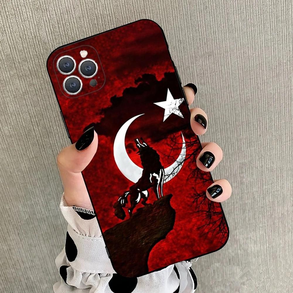 Чехол для телефона Turk Wolf Turkey Flag для iPhone 15,14,13,12,11,Plus,Pro Max,XS,X,XR,SE,Mini,8,7 Мягкий силиконовый черный чехол