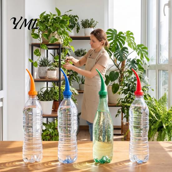 Automatic Watering Spout Bottle Cap Plant Spout, Adjustable Flow Curved Pipe Mouthpiece, 3D Plastic Attachment Print Lightweight Portable Irrigation