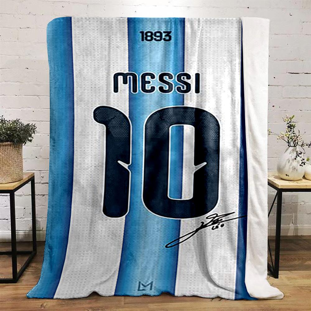 Messi Jersey Design printed Flannel blanket for bedroom, living room, sofa, and nap