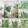 Nordic Modern Shower Curtain Tropical Leaves Monstera Shower Curtain Forest Green Leaves Plants Bathroom Decoration
