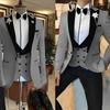 Slim Fit White Men Suits 3 Piece Groom Tuxedos for Wedding Groomsmen Italian Style Suit Jacket with Double Breasted Vest Pants