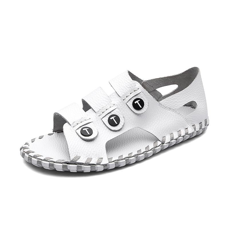 Сандалии мужские из натуральной кожи летняя одежда для отдыха на открытом воздухе новые модные забродные туфли мужская модная обувь мужская повседневная нескользящая пляжная обувь