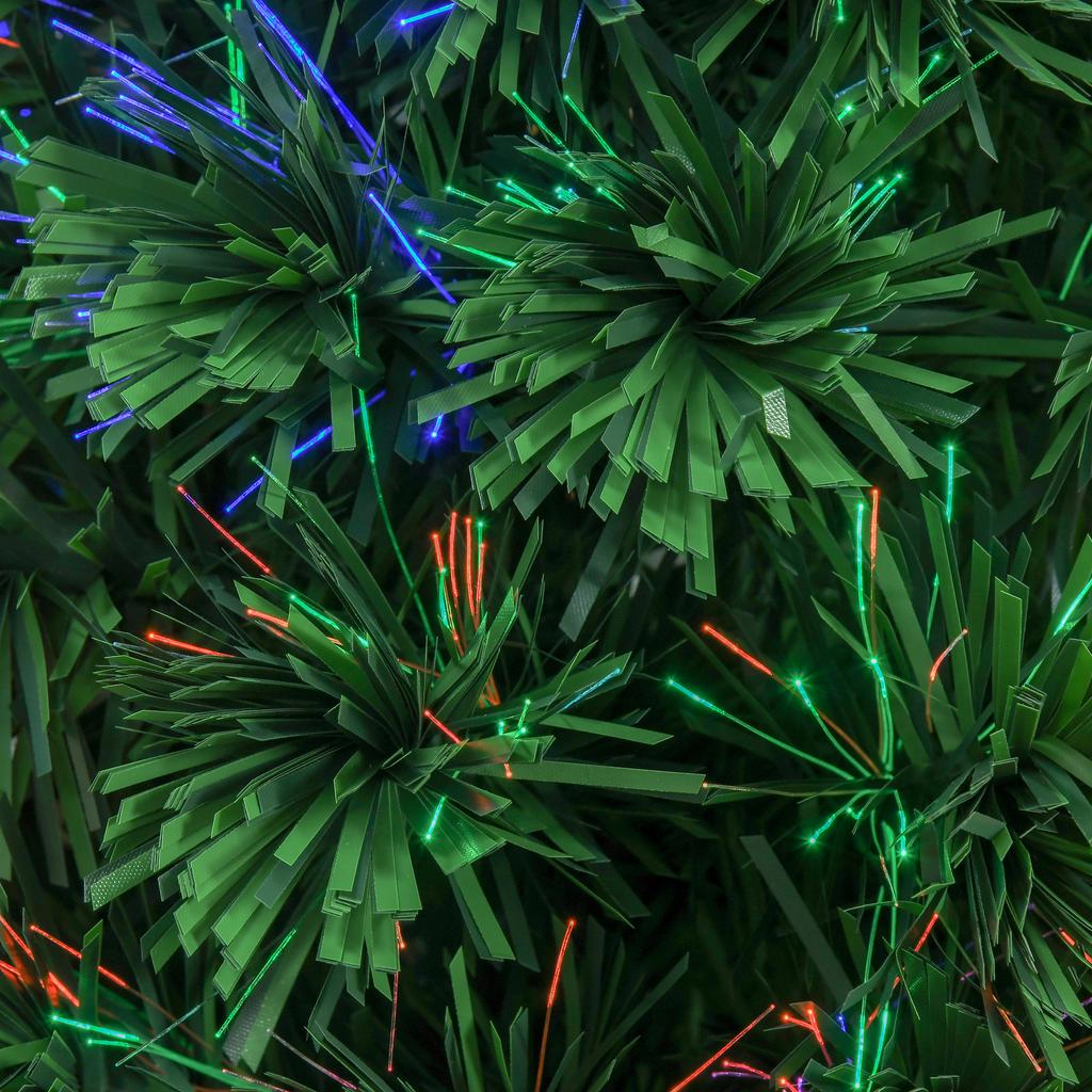 Artificial Christmas Tree with Lights, 90cm Tall, Multicolor LED Fiber Optics + Stand, 90 Branches, Star Topper, Shiny Green