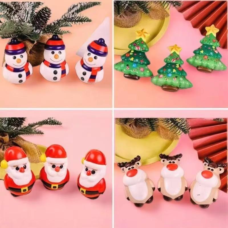 4Pcs PU Squishy Anti Stress Reliever Toy Doll Santa Claus Reindeer Christmas Gift Slow Rebound Antistress Squeeze Toy