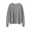 Women's Pure Cashmere Round Neck Cardigan - Autumn/Winter Loose Fit, Solid Color Knitted Sweater Coat