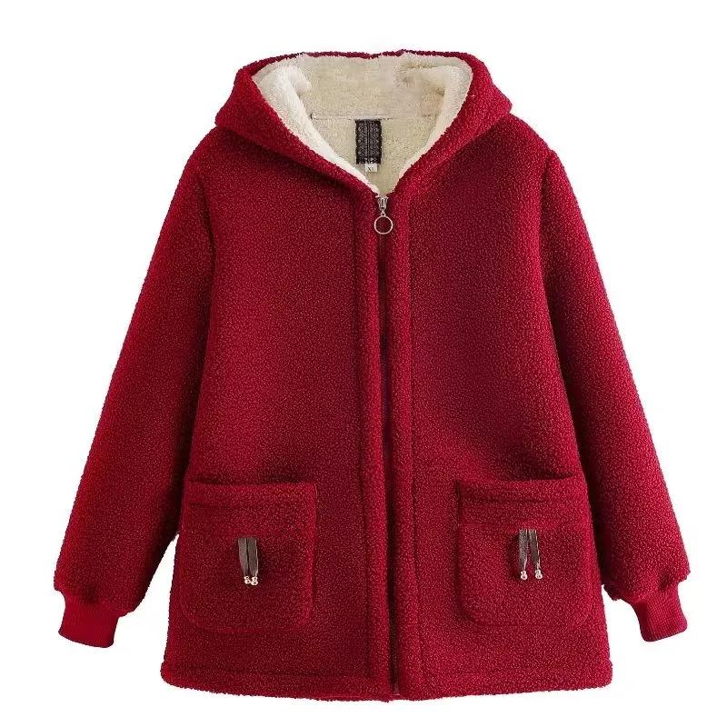 Женская осенне-зимняя теплая куртка больших размеров с добавлением бархата, утолщенное пальто из овечьего бархата, верхняя одежда