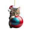 Vibrant Color Super Cute Car Cat Santa Charm Acrylic Hat Kitten Christmas Tree Hanging Decoration