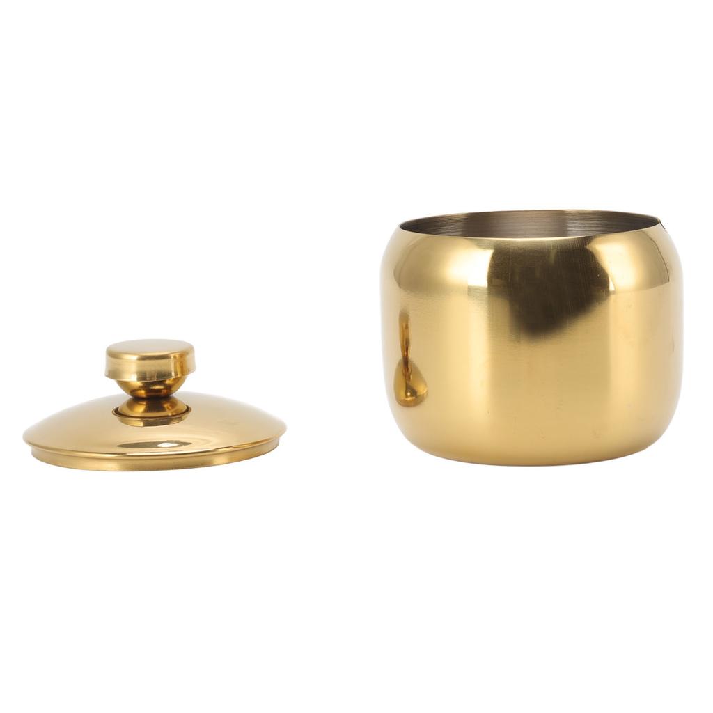 Stainless Steel Gold Seasoning Condiment Pot Spice Salt Sugar Pepper Container Jar Storage