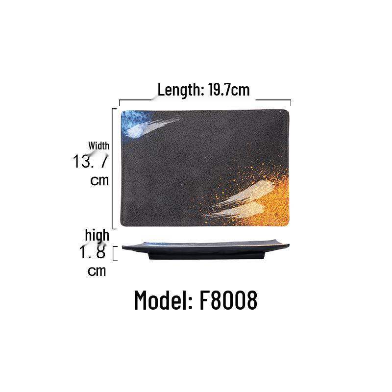 Japanese Melamine Rectangular Barbecue Side Dish Plate - Imitation Porcelain, Creative and Drop-Resistant for Hot Pot and Restaurants