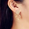 Simple Khaki Round Earrings, New High-texture Diamond-encrusted Geometric Earrings for Women