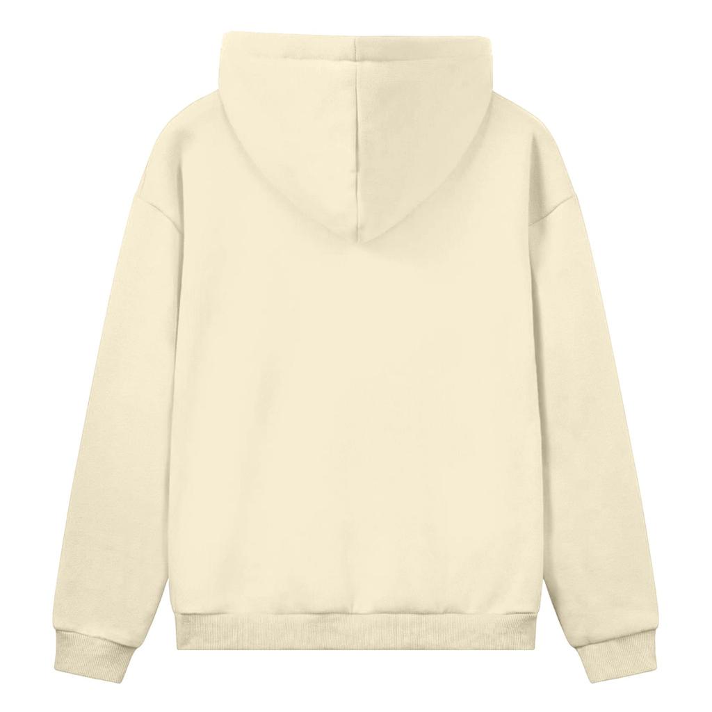 Ladies' Fashionable Solid Color Casual Hooded Pocket Long Sleeved Sweatshirt