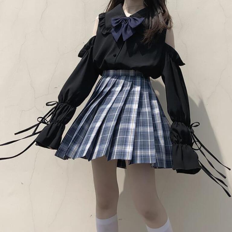 Japanese Collar Jk Uniform Lolita Inner Flared Sleeve Strapless Short Sleeve Shirt Women's Blouse Summer