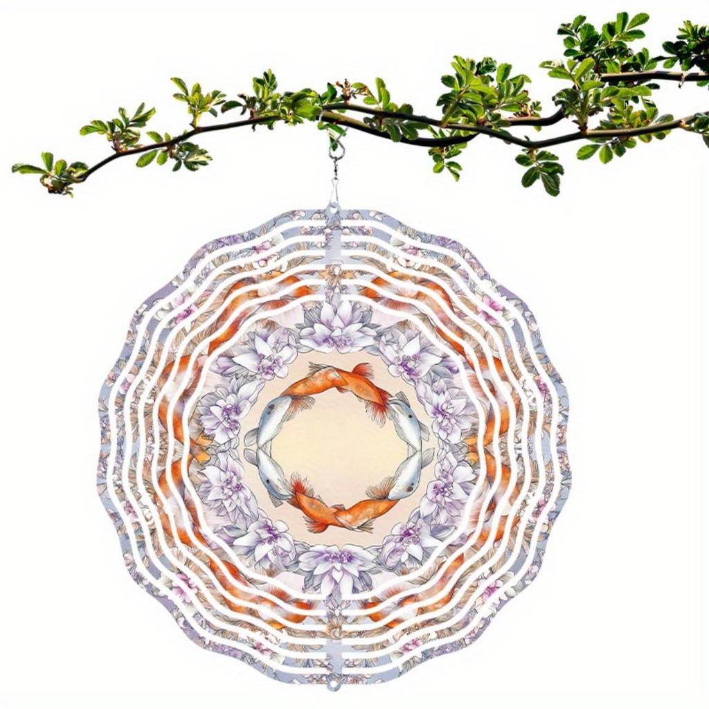 360 Degree Rotating 10 Inch Hanging Wind Spinner Elegant Metal Garden Decor for Patio Balcony Outdoor Year Round Art Gift for Family Friends
