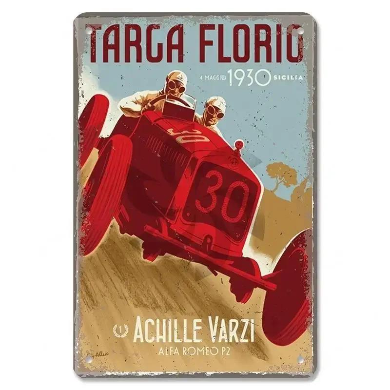 Metal Tin Signs Racing Car Plaque Metal Poster F1 Racetrack Nostalgic Vintage Metal Wall Art Decor for Garage Racing Club Home