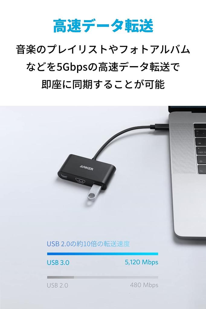 Anker PowerExpand Hub with 4K HDMI Output 90W PD USB iPad MacBook XPS Note and More 3-in-1 USB-C Support, Port, Pass-Through Charging, Compatible,
