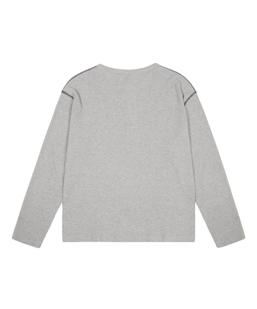 AAKAM Henry Neck Waffle Long Sleeve (Gray)
