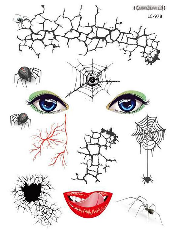 European & American Style Halloween Horror Face Tattoo Stickers for Masquerade Parties