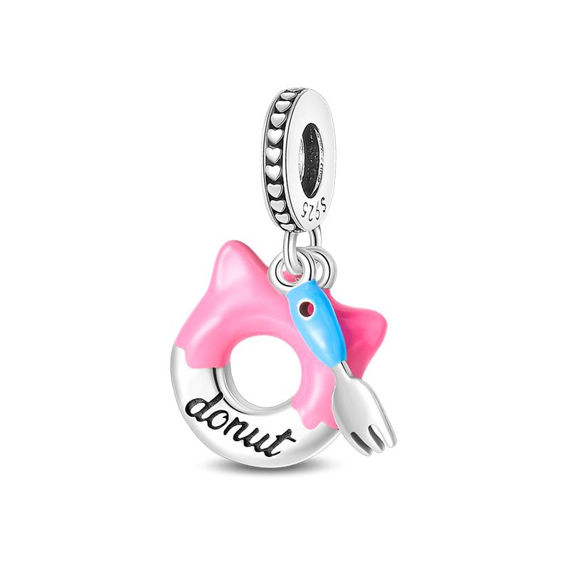 925 Серебряный цвет Кот Медведь Слон Кролик Милые розовые животные Подвески Бусины Подходит 925 Оригинальные Браслеты Изящные DIY Ювелирные Изделия Подарки