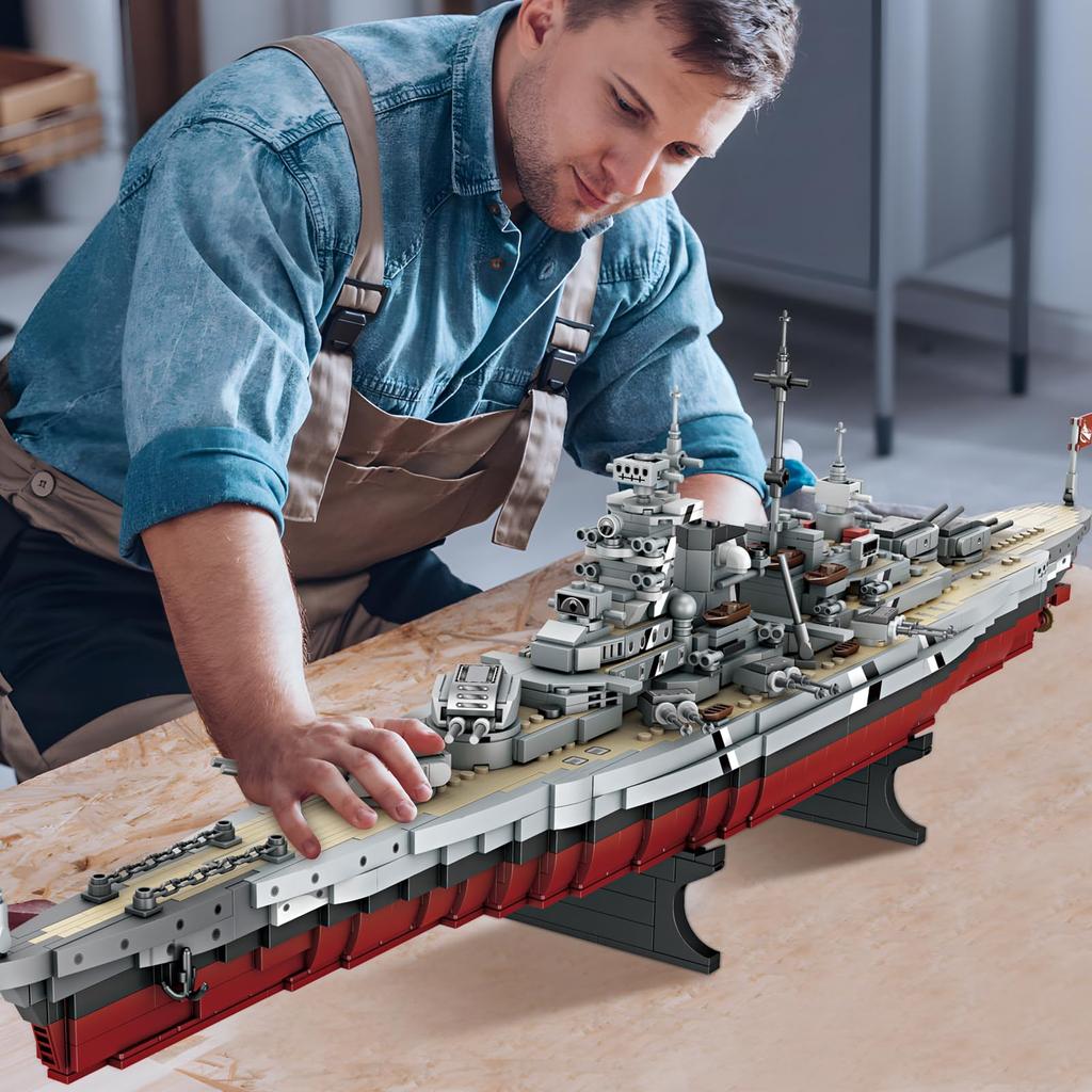 Набор строительных блоков JMBricklayer 'Броненосный корабль' 60006: Модель Военного Корабля ВМС Германия Бисмарк, для Взрослых, Военных Энтузиастов, Мальчиков, День Рождения, Рождественский Подарок