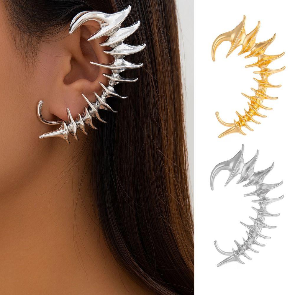 Металлический кафф для уха без прокола готический серьги модный клип для уха с шипами женский мужской