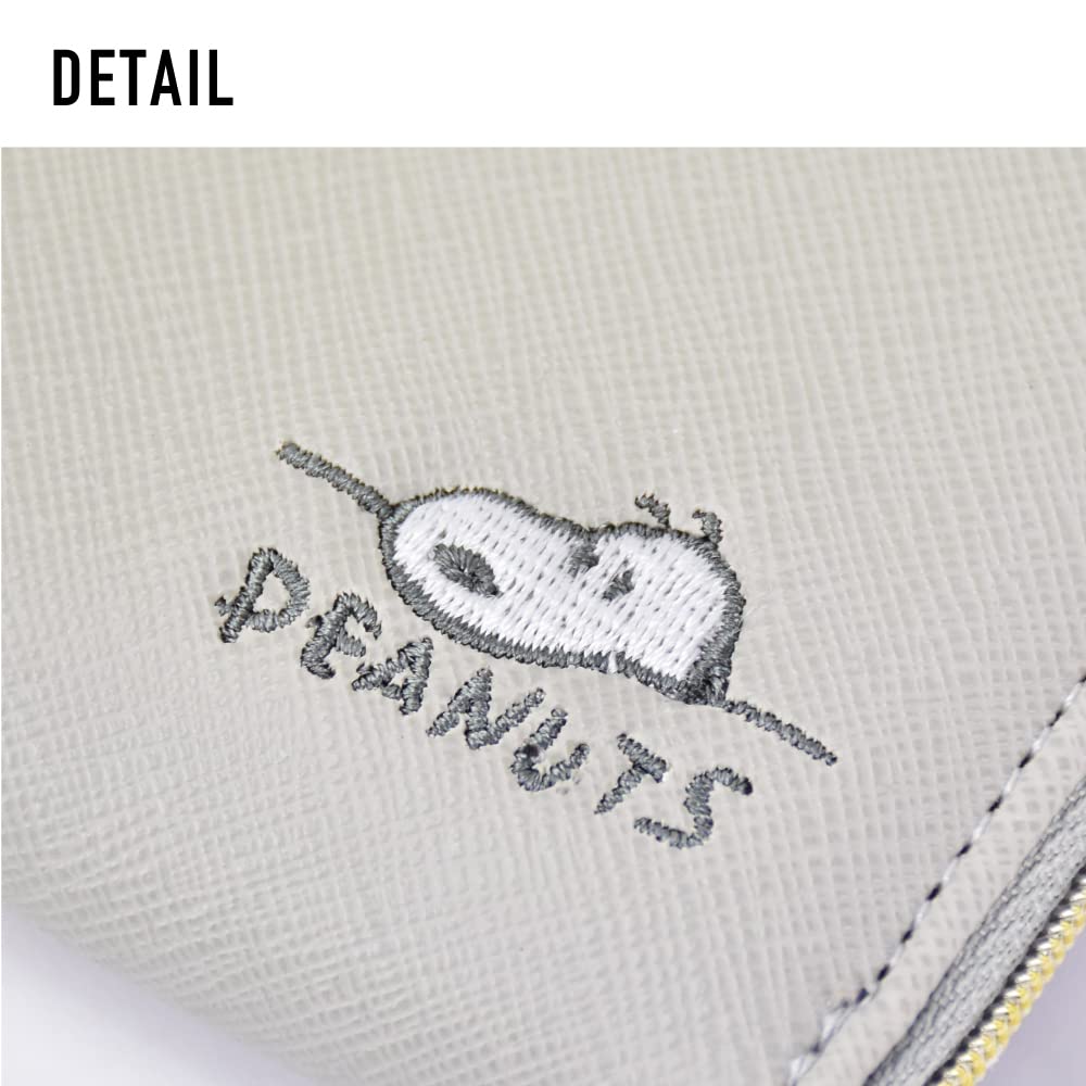 Чехол для монет, чехол для проездного на работу, синтетическая кожа, тисненая искусственная кожа, компактный разделитель, круглая молния с пропуском, серый snoopy0213 [Snoopy]