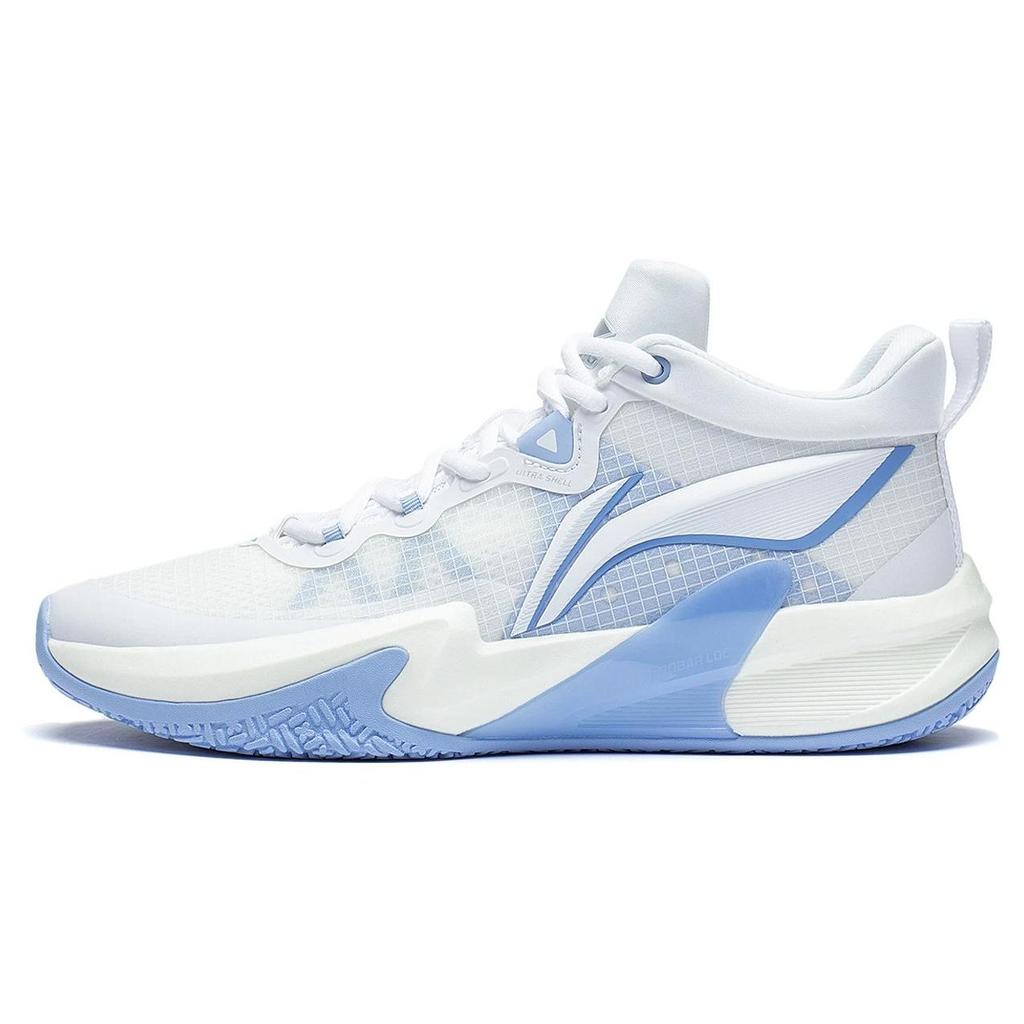 Li-Ning Lightweight Shock Absorption Non-Slip Durable Low-Top Basketball Shoes Men Sneakers White Blue ABAS041-4