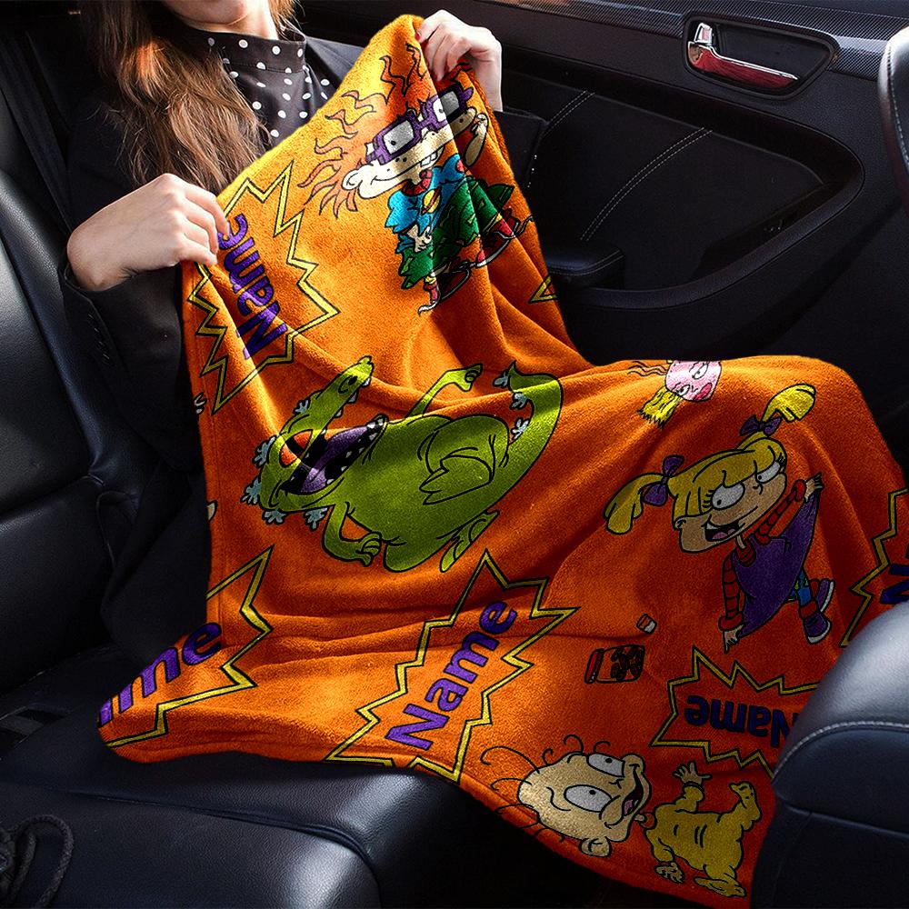 Custom Name Rugrats Theme Printed Blanket - Perfect for Couch, Bed, Travel & Outdoor Use | Machine Washable, Cozy & Durable.