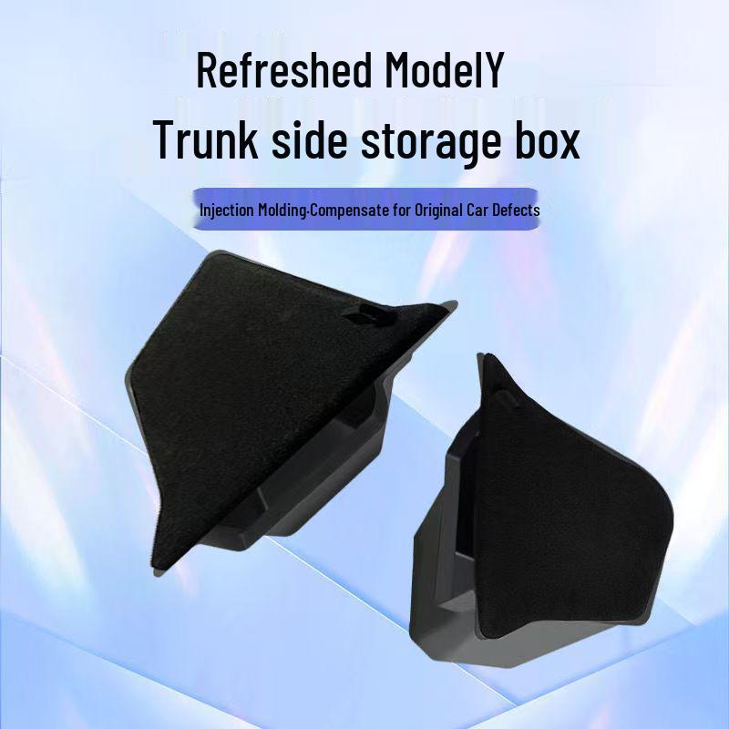 Fits Tesla Model Y/3: TPE Trunk Side Pocket Storage Bin Accessory