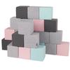 Soft Foam Cubes Building Blocks 14cm for Children, 24 Pieces, Cubes:light Grey-dark Grey-pink-mint