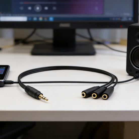 3.5MM Audio Splitter Cable Plated Connector Male To Female 1 Input 3 Output Stereo Jack