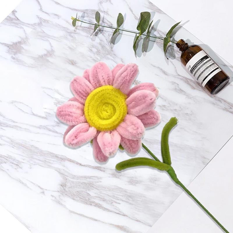 2 шт. Букет африканского подсолнуха ручной работы, плетеное цветочное украшение для дома из синельной проволоки, 35 см, искусственные цветы, готовые цветы