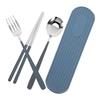 FRCOLOR and Spoon 304 Stainless Outdoor Tableware Set Fork, Chopsticks, Set, Steel, Drawer-Style, Reusable, Portable, (Blue)