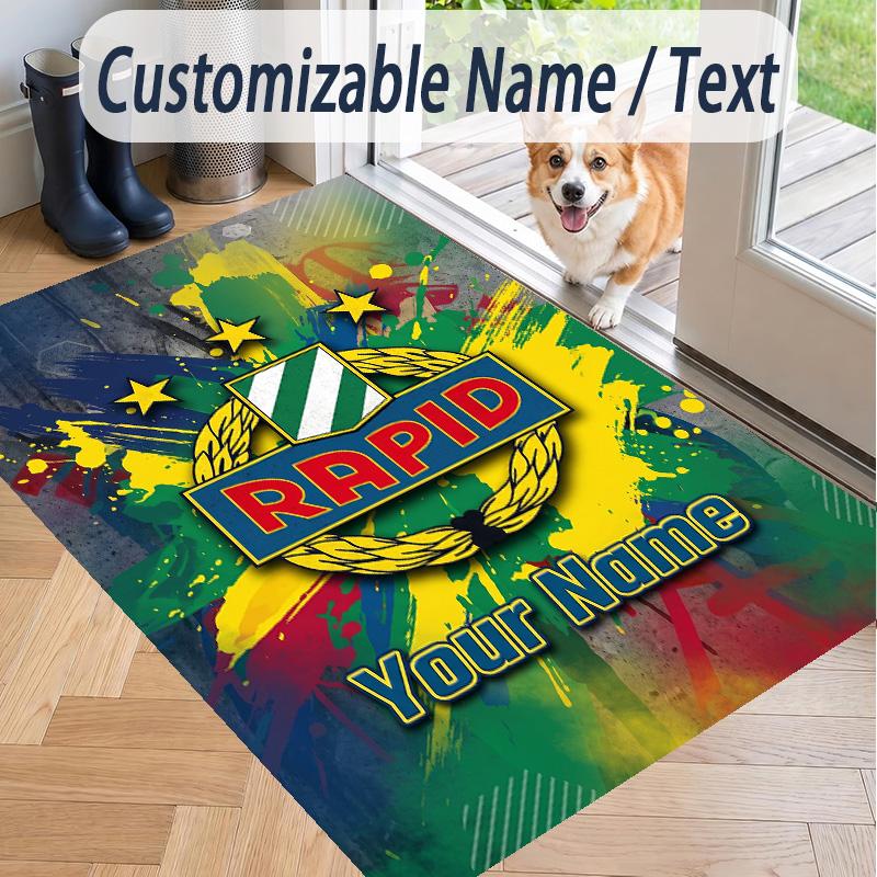 Custom Text Printed Rug Rapid Wien FC Non Slip Floor Carpet For Home Room Decor